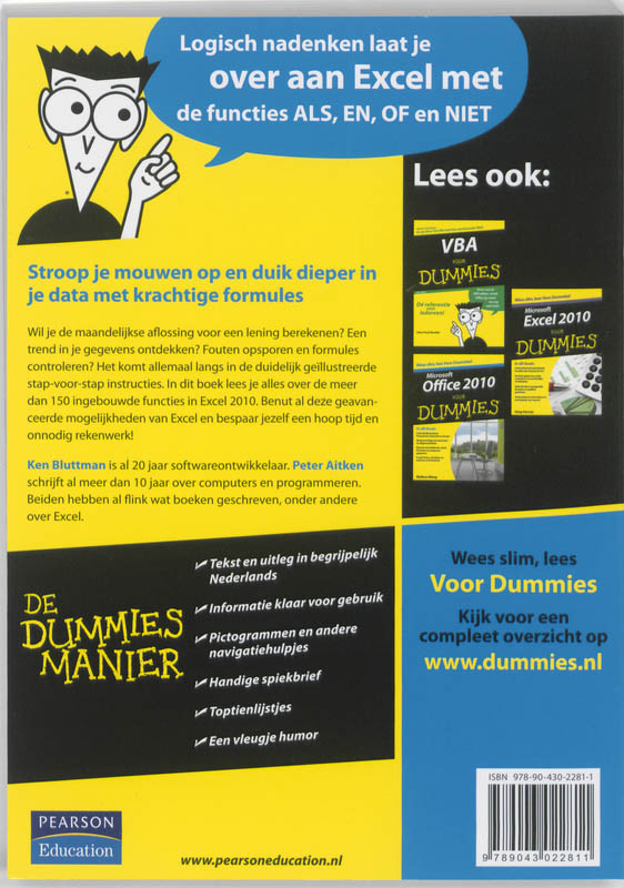 Achterkant van Formules en functies in Excel voor Dummies