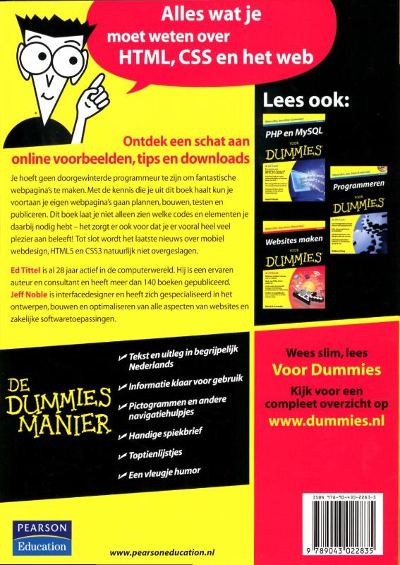 Achterkant van HTML en CSS voor Dummies