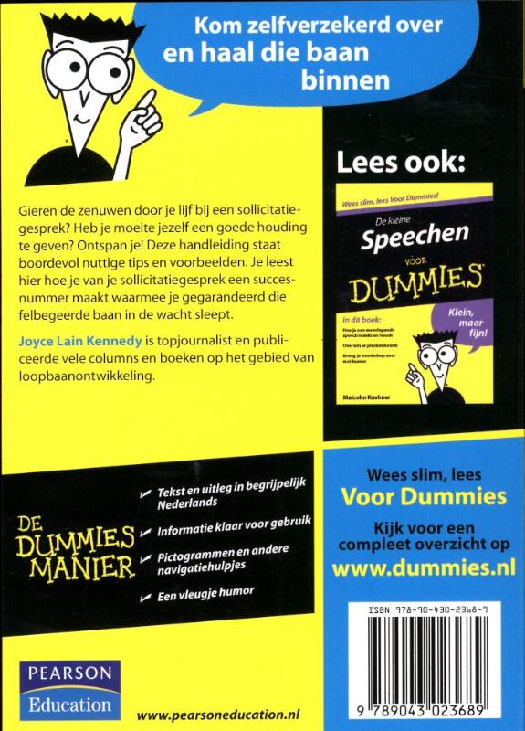 Achterkant van De kleine sollicitatiegesprekken voor Dummies
