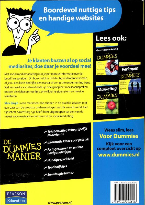 Achterkant van Social media marketing voor Dummies