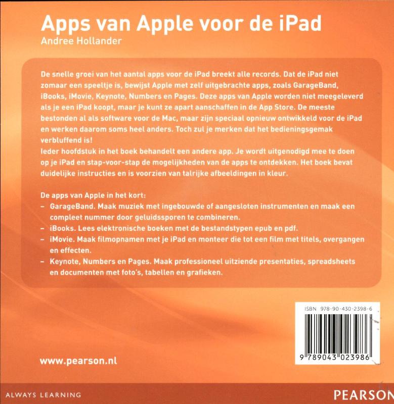 Achterkant van Apps van Apple voor de iPad