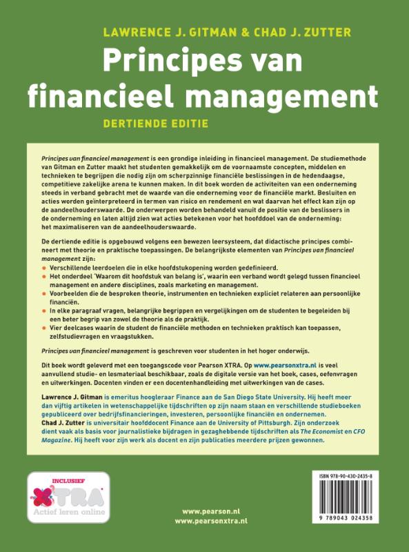 Achterkant van Principes van financieel management