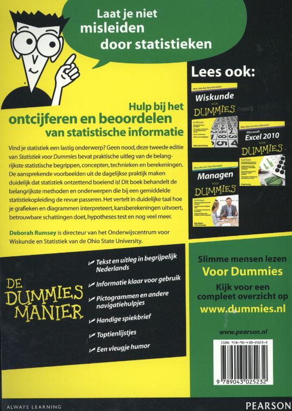 Achterkant van Statistiek voor Dummies