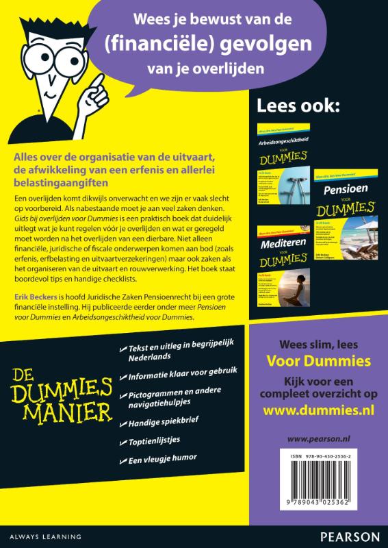 Achterkant van Gids bij overlijden voor Dummies