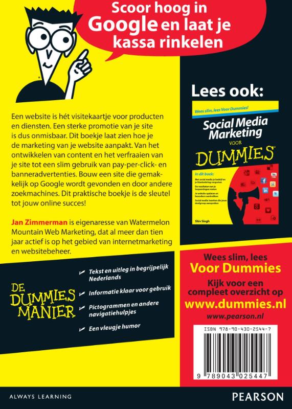 Achterkant van De kleine je website promoten voor dummies