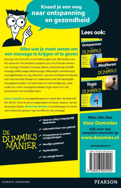 Achterkant van Massage voor dummies