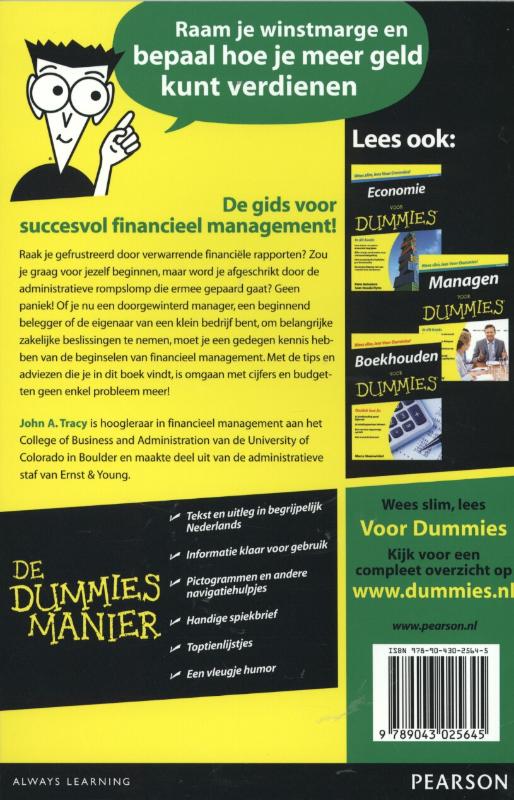 Achterkant van Financieel management voor Dummie