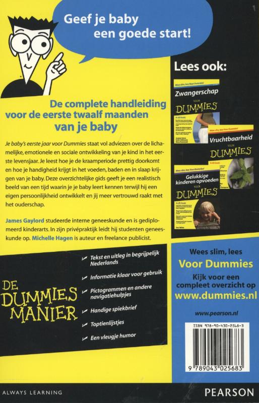 Achterkant van Je baby's eerste jaar voor dummies