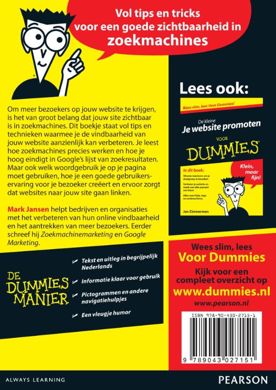 Achterkant van De kleine SEO voor Dummies