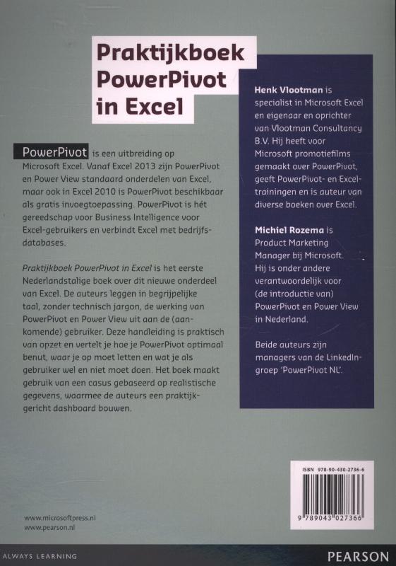 Achterkant van Praktijkboek PowerPivot in Excel