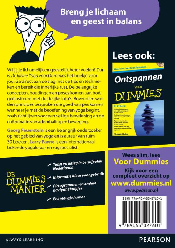 Achterkant van De kleine yoga voor Dummies