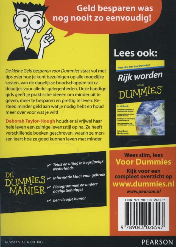 Achterkant van De kleine geld besparen voor Dummies