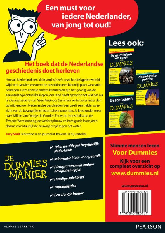 Achterkant van De geschiedenis van Nederland voor Dummies
