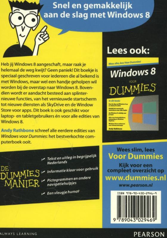 Achterkant van De kleine Overstappen naar Windows 8 voor dummies