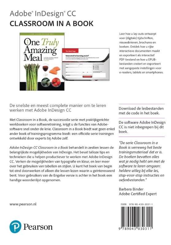 Achterkant van Adobe indesign CC classroom in a book
