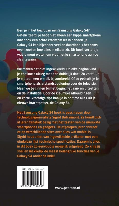 Achterkant van Het Samsung Galaxy S4 boek