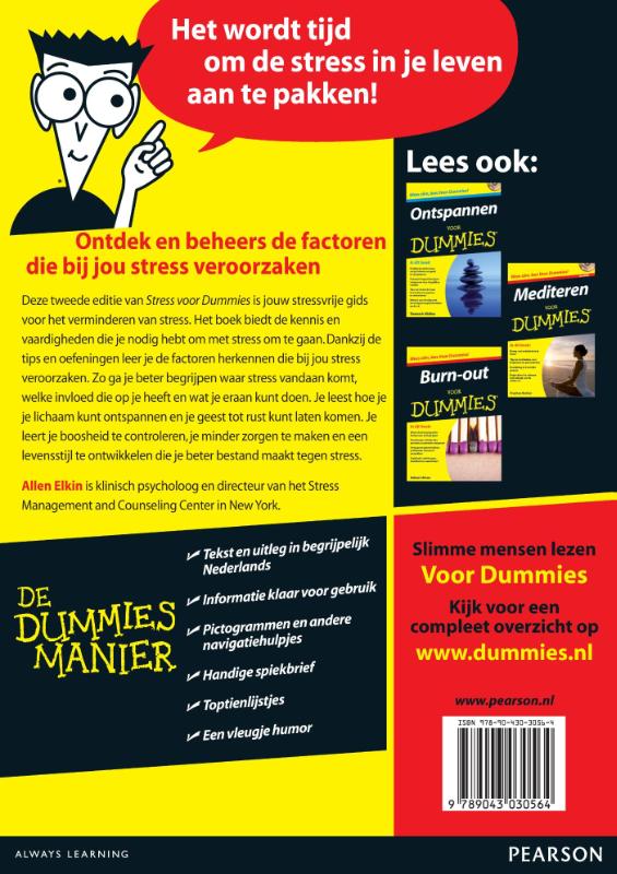 Achterkant van Stress voor Dummies