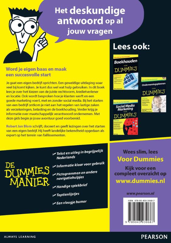 Achterkant van Een eigen bedrijf starten voor Dummies