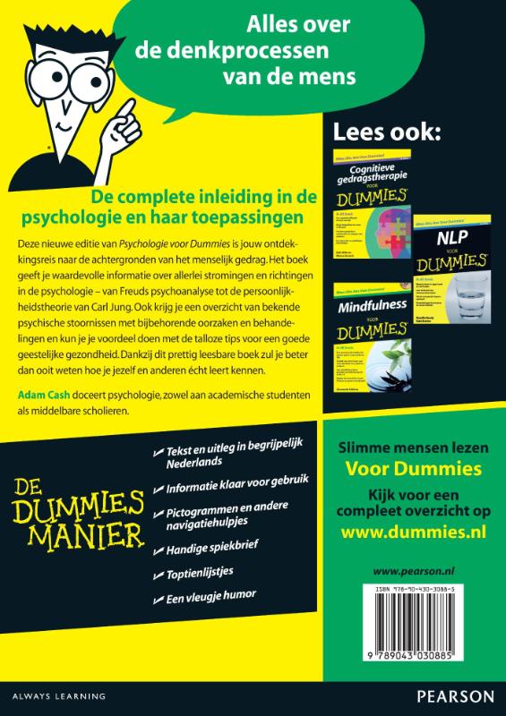 Achterkant van Psychologie voor Dummies