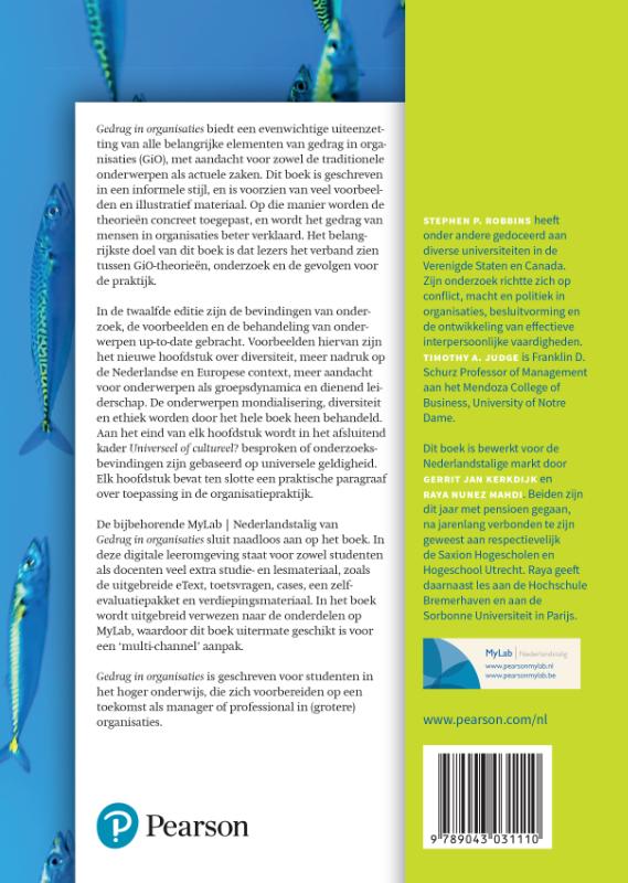 Achterkant van Gedrag in organisaties met
