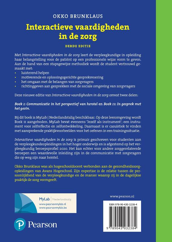 Achterkant van Interactieve vaardigheden in de zorg, 3e editie met MyLab NL toegangscode