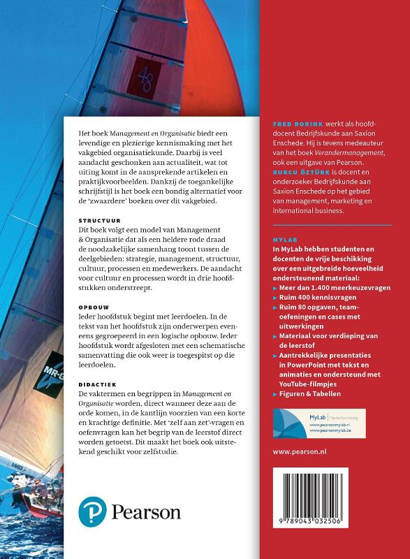 Achterkant van Management en organisatie