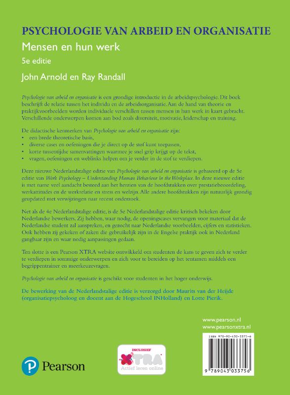 Achterkant van Psychologie van arbeid en organisatie