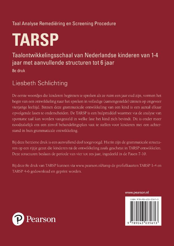 Achterkant van TARSP - Taal Analyse Remediëring en Screening Procedure