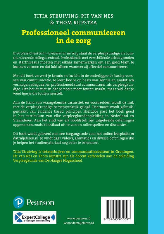 Achterkant van Professioneel communiceren in de zorg
