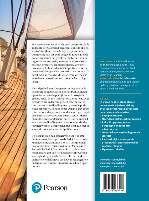 Achterkant van Management en organisatie