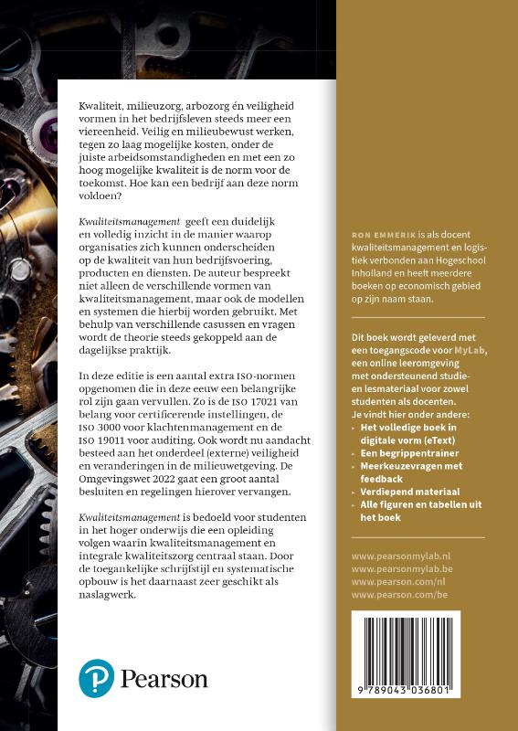 Achterkant van Kwaliteitsmanagement, 4e editie met MyLab NL togangscode