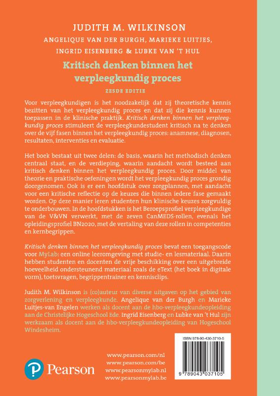 Achterkant van Kritisch denken binnen het verpleegkundig proces, 6e editie met MyLab NL toegangscode