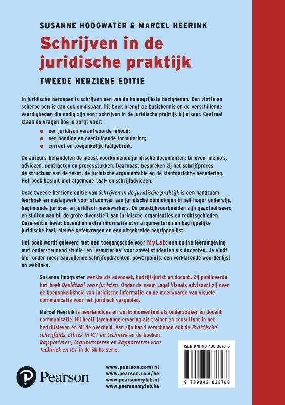 Achterkant van Schrijven in de juridische praktijk, 2e herziene editie met MyLab NL toegangscode