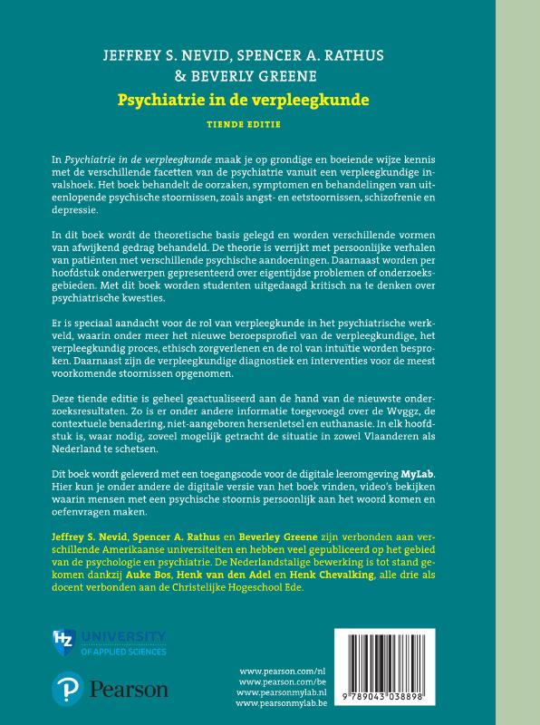 Achterkant van Psychiatrie in de verpleegkunde