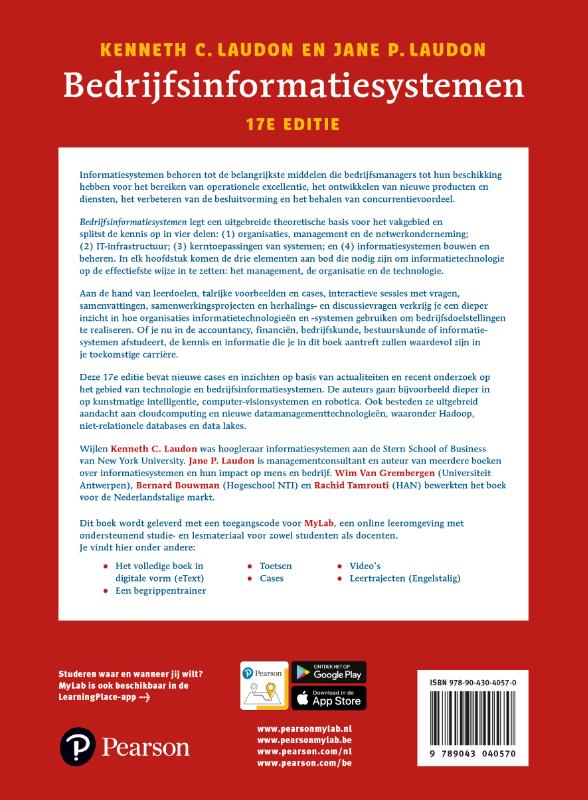 Achterkant van Bedrijfsinformatiesystemen, 17e editie met MyLab NL