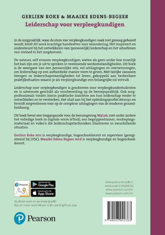 Achterkant van Leiderschap voor verpleegkundigen
