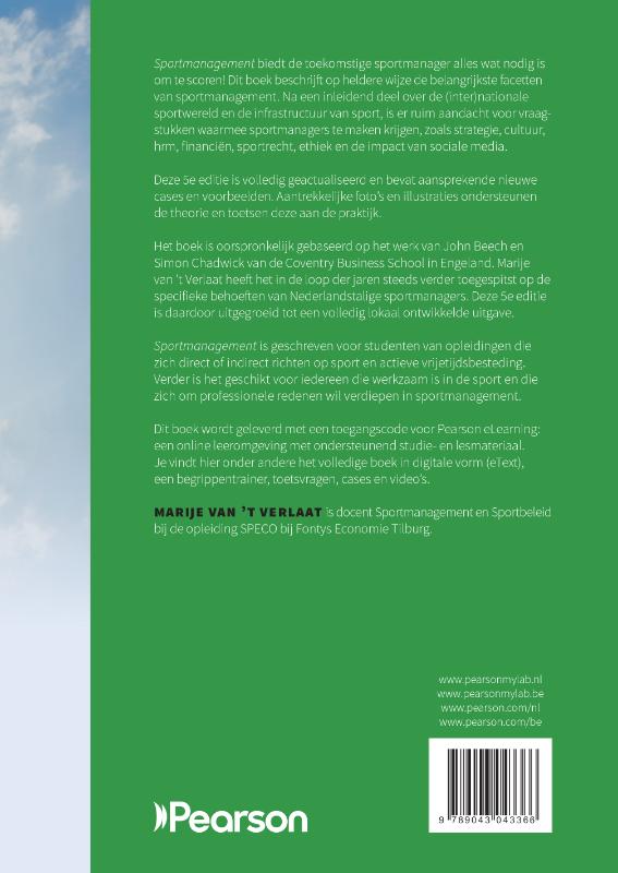 Achterkant van Sportmanagement, 5e editie met MyLab NL toegangscode