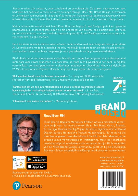 Achterkant van Brand Design, 7e herziene editie met MyLab NL toegangscode