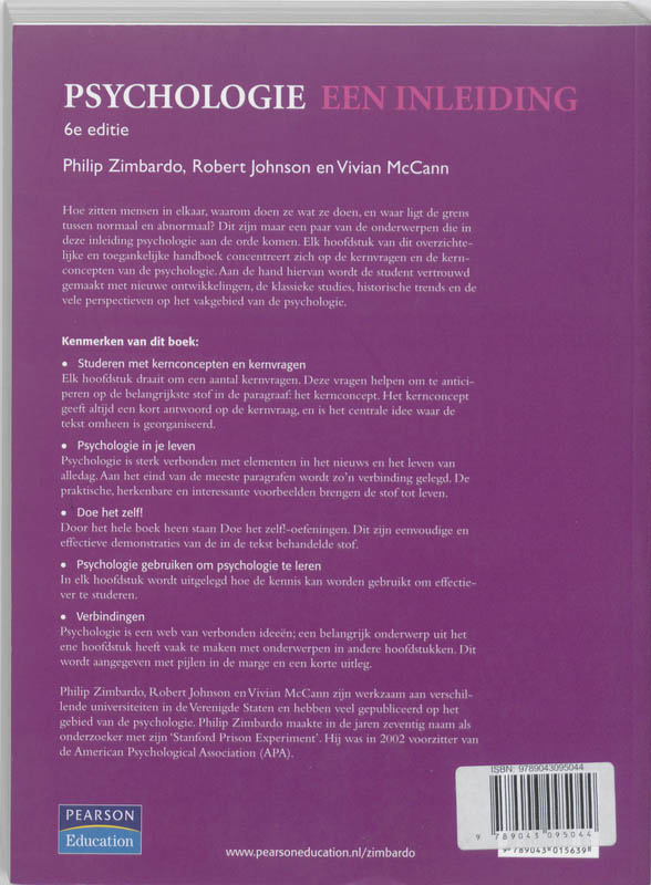Achterkant van Psychologie Een inleiding