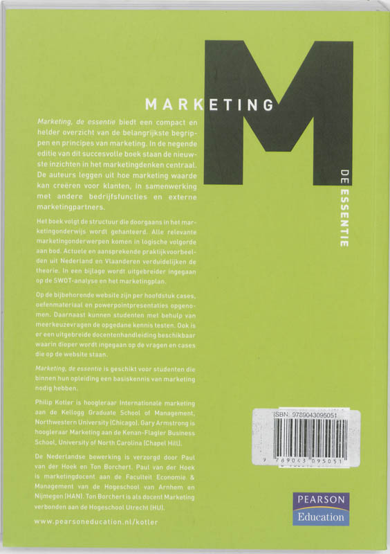Achterkant van Marketing, de essentie