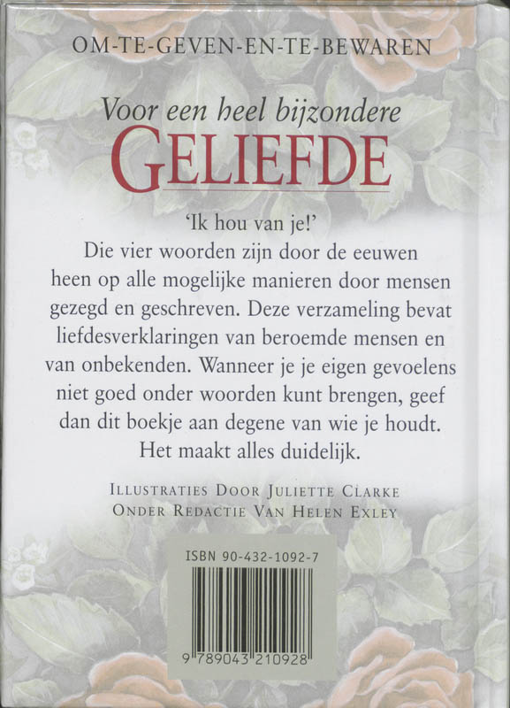 Achterkant van Voor mijn heel bijzondere geliefde