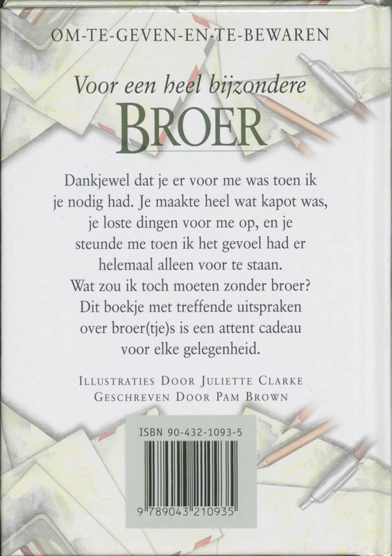 Achterkant van Voor een heel bijzondere broer