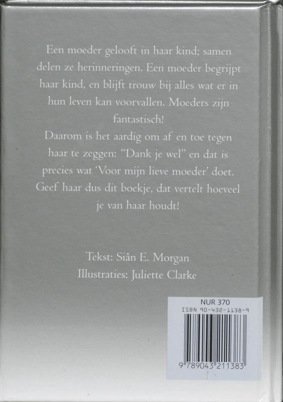 Achterkant van Voor mijn lieve moeder