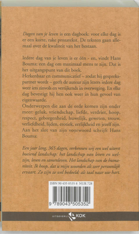 Achterkant van Dagen van je leven