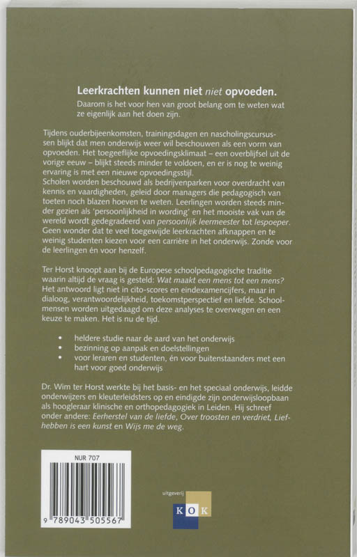 Achterkant van Onderwijzen is opvoeden