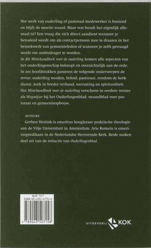 Achterkant van Minihandboek voor de ouderling