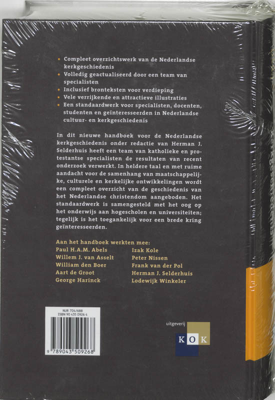 Achterkant van Handboek Nederlandse Kerkgeschiedenis