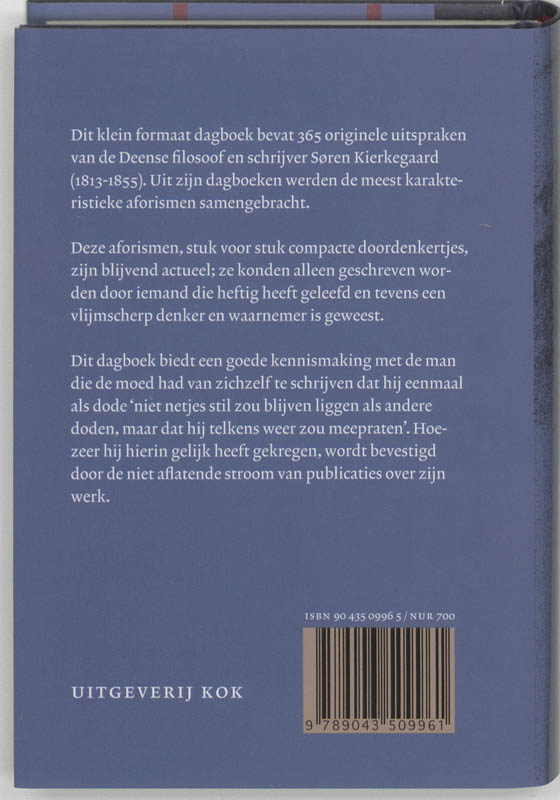 Achterkant van Met Kierkegaard het jaar rond