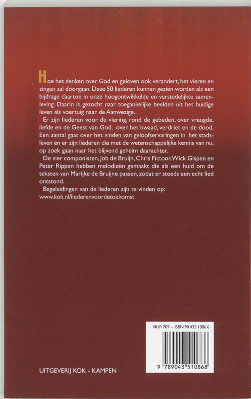 Achterkant van Liederen voor de toekomst