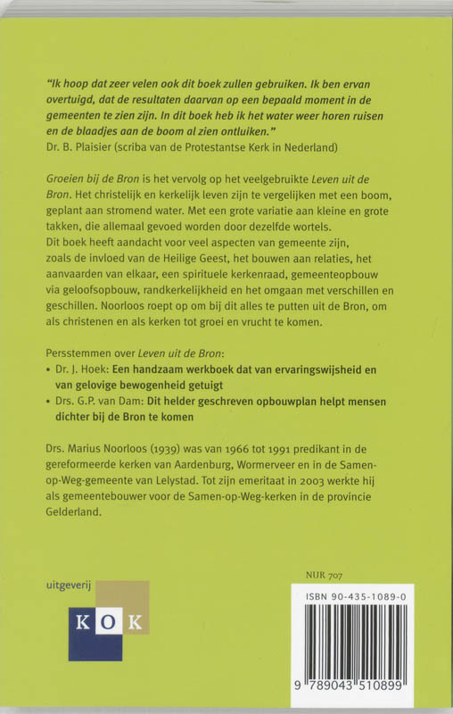 Achterkant van Groeien bij de Bron